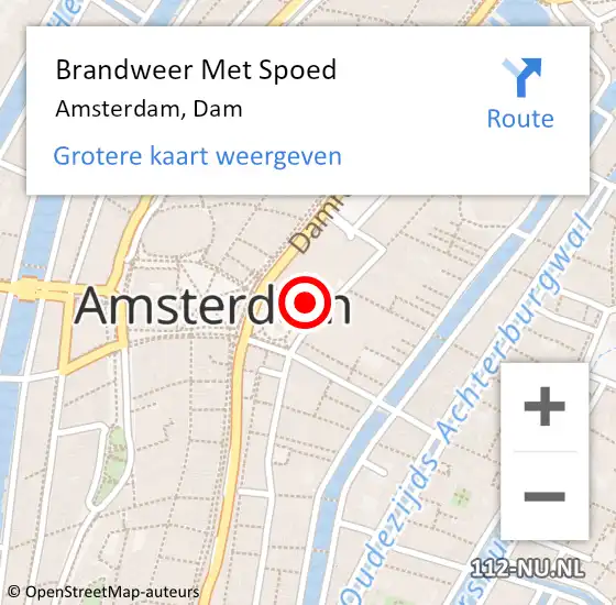 Locatie op kaart van de 112 melding: Brandweer Met Spoed Naar Amsterdam, Dam op 12 maart 2024 19:52