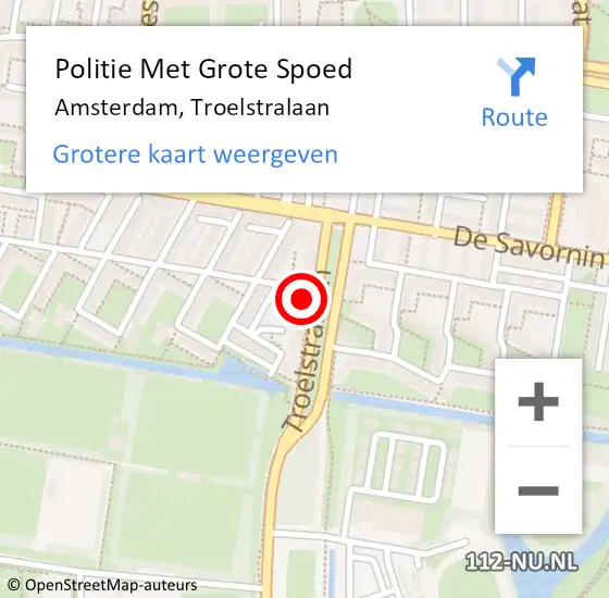 Locatie op kaart van de 112 melding: Politie Met Grote Spoed Naar Amsterdam, Troelstralaan op 12 maart 2024 20:04