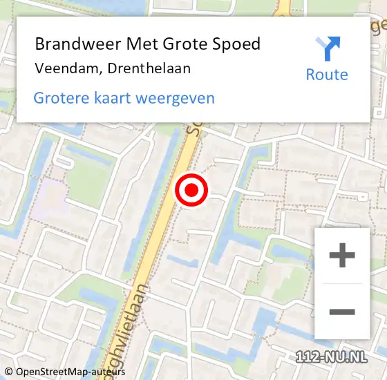 Locatie op kaart van de 112 melding: Brandweer Met Grote Spoed Naar Veendam, Drenthelaan op 12 maart 2024 20:47