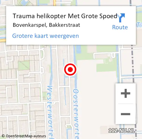 Locatie op kaart van de 112 melding: Trauma helikopter Met Grote Spoed Naar Bovenkarspel, Bakkerstraat op 12 maart 2024 20:56