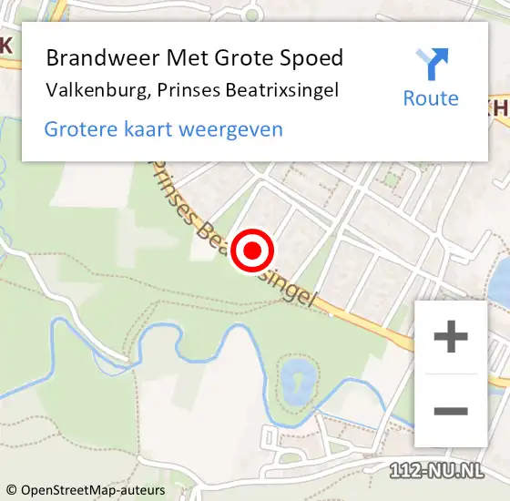 Locatie op kaart van de 112 melding: Brandweer Met Grote Spoed Naar Valkenburg, Prinses Beatrixsingel op 12 maart 2024 20:58