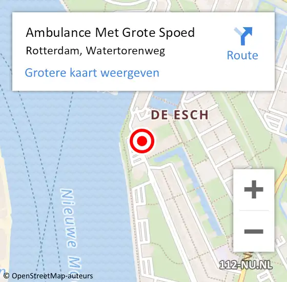 Locatie op kaart van de 112 melding: Ambulance Met Grote Spoed Naar Rotterdam, Watertorenweg op 12 maart 2024 21:33
