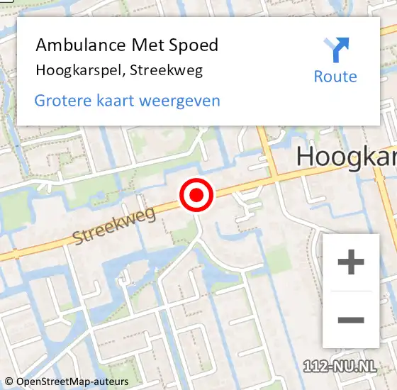 Locatie op kaart van de 112 melding: Ambulance Met Spoed Naar Hoogkarspel, Streekweg op 12 maart 2024 22:13