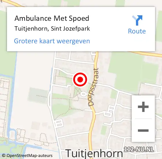 Locatie op kaart van de 112 melding: Ambulance Met Spoed Naar Tuitjenhorn, Sint Jozefpark op 12 maart 2024 22:52
