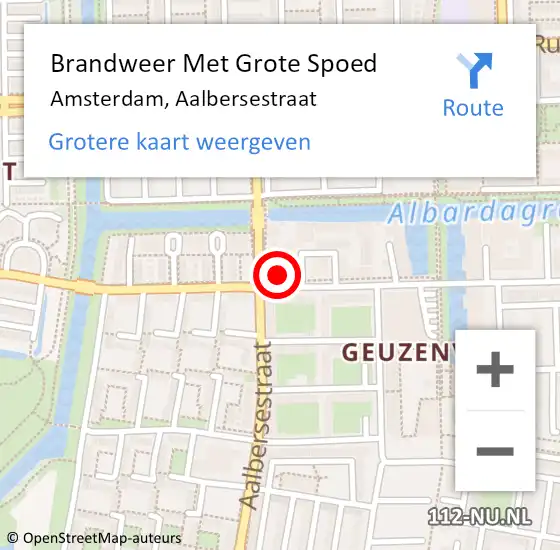Locatie op kaart van de 112 melding: Brandweer Met Grote Spoed Naar Amsterdam, Aalbersestraat op 12 maart 2024 23:01