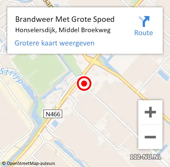 Locatie op kaart van de 112 melding: Brandweer Met Grote Spoed Naar Honselersdijk, Middel Broekweg op 13 maart 2024 01:29