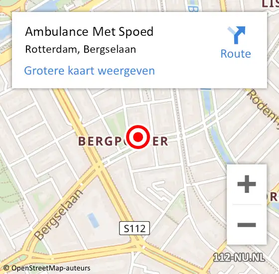 Locatie op kaart van de 112 melding: Ambulance Met Spoed Naar Rotterdam, Bergselaan op 13 maart 2024 03:19