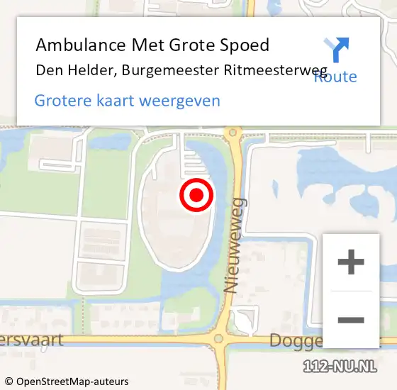 Locatie op kaart van de 112 melding: Ambulance Met Grote Spoed Naar Den Helder, Burgemeester Ritmeesterweg op 13 maart 2024 04:20