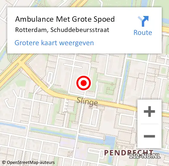 Locatie op kaart van de 112 melding: Ambulance Met Grote Spoed Naar Rotterdam, Schuddebeursstraat op 13 maart 2024 04:37