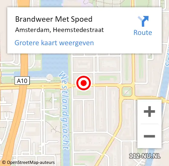 Locatie op kaart van de 112 melding: Brandweer Met Spoed Naar Amsterdam, Heemstedestraat op 13 maart 2024 04:40