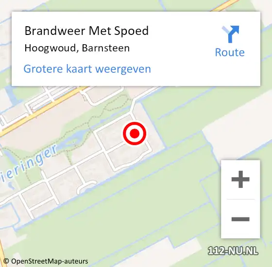 Locatie op kaart van de 112 melding: Brandweer Met Spoed Naar Hoogwoud, Barnsteen op 13 maart 2024 04:55