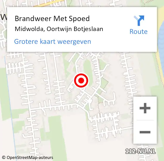 Locatie op kaart van de 112 melding: Brandweer Met Spoed Naar Midwolda, Oortwijn Botjeslaan op 29 september 2014 01:20