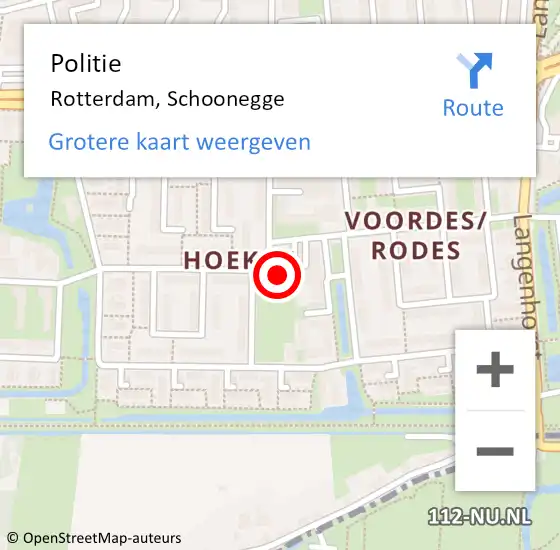 Locatie op kaart van de 112 melding: Politie Rotterdam, Schoonegge op 13 maart 2024 08:00