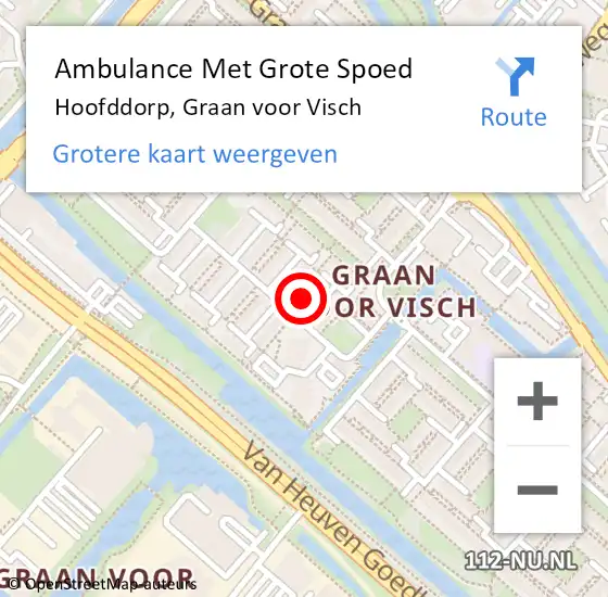 Locatie op kaart van de 112 melding: Ambulance Met Grote Spoed Naar Hoofddorp, Graan voor Visch op 13 maart 2024 08:04