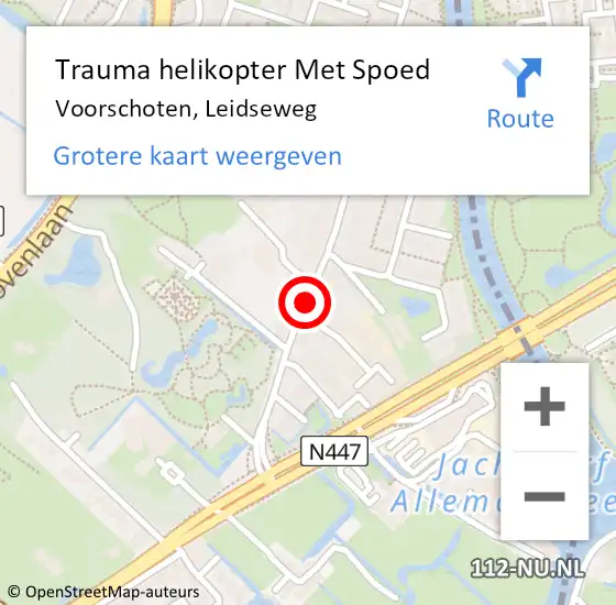 Locatie op kaart van de 112 melding: Trauma helikopter Met Spoed Naar Voorschoten, Leidseweg op 13 maart 2024 08:08