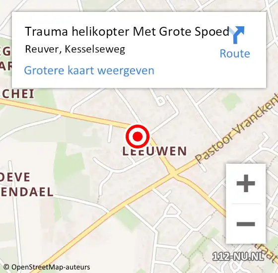 Locatie op kaart van de 112 melding: Trauma helikopter Met Grote Spoed Naar Reuver, Kesselseweg op 13 maart 2024 08:33