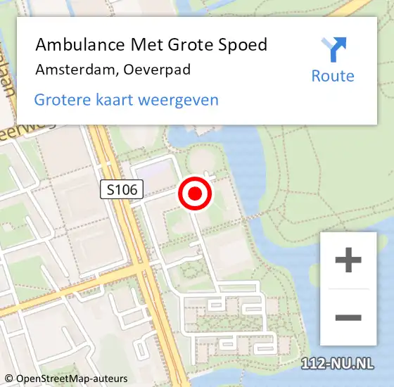 Locatie op kaart van de 112 melding: Ambulance Met Grote Spoed Naar Amsterdam, Oeverpad op 13 maart 2024 08:44
