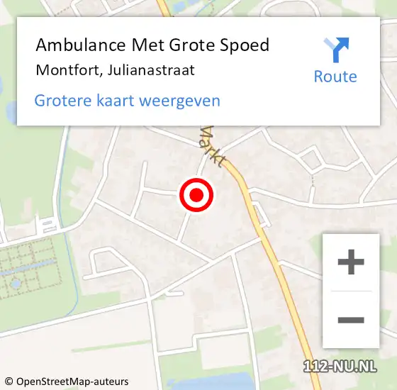 Locatie op kaart van de 112 melding: Ambulance Met Grote Spoed Naar Montfort, Julianastraat op 13 maart 2024 09:10