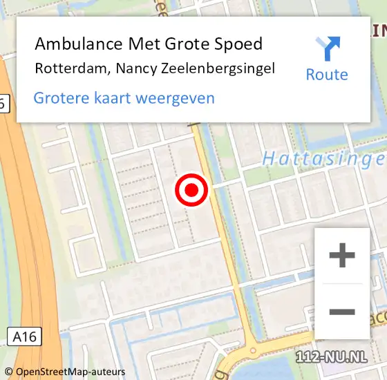 Locatie op kaart van de 112 melding: Ambulance Met Grote Spoed Naar Rotterdam, Nancy Zeelenbergsingel op 13 maart 2024 09:16