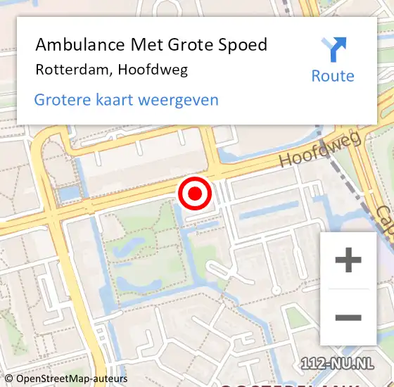 Locatie op kaart van de 112 melding: Ambulance Met Grote Spoed Naar Rotterdam, Hoofdweg op 13 maart 2024 09:40