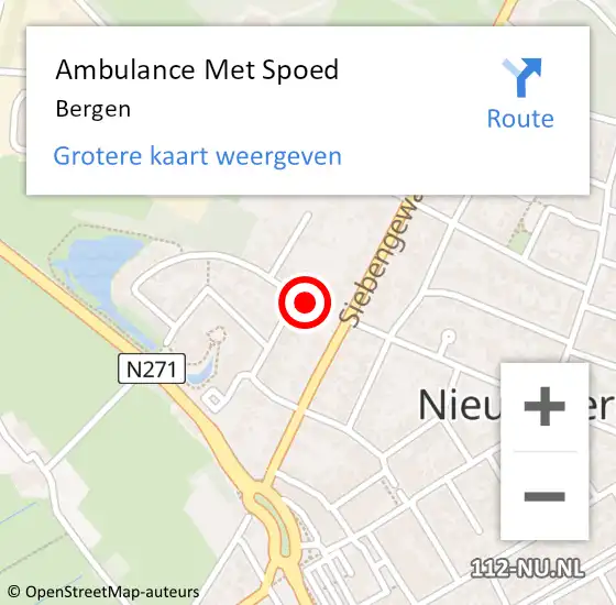 Locatie op kaart van de 112 melding: Ambulance Met Spoed Naar Bergen op 13 maart 2024 09:46