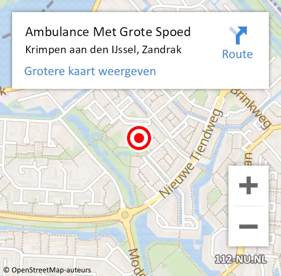 Locatie op kaart van de 112 melding: Ambulance Met Grote Spoed Naar Krimpen aan den IJssel, Zandrak op 13 maart 2024 10:34