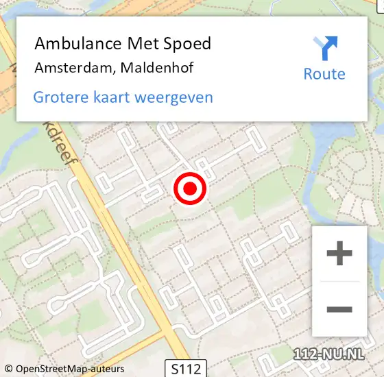 Locatie op kaart van de 112 melding: Ambulance Met Spoed Naar Amsterdam, Maldenhof op 13 maart 2024 10:38