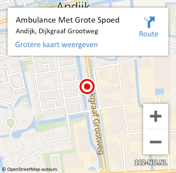 Locatie op kaart van de 112 melding: Ambulance Met Grote Spoed Naar Andijk, Dijkgraaf Grootweg op 13 maart 2024 11:41