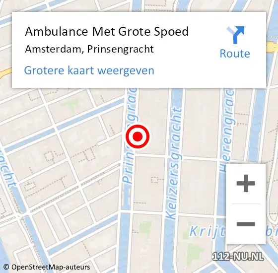 Locatie op kaart van de 112 melding: Ambulance Met Grote Spoed Naar Amsterdam, Prinsengracht op 13 maart 2024 11:47