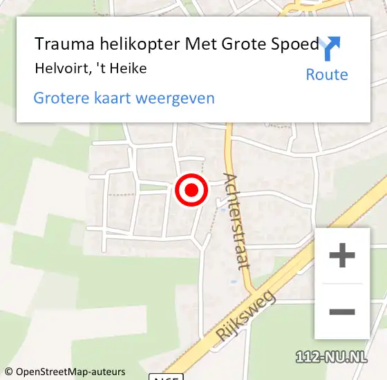 Locatie op kaart van de 112 melding: Trauma helikopter Met Grote Spoed Naar Helvoirt, 't Heike op 13 maart 2024 12:11