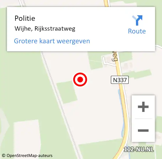 Locatie op kaart van de 112 melding: Politie Wijhe, Rijksstraatweg op 13 maart 2024 12:14