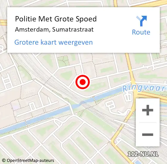 Locatie op kaart van de 112 melding: Politie Met Grote Spoed Naar Amsterdam, Sumatrastraat op 13 maart 2024 12:19