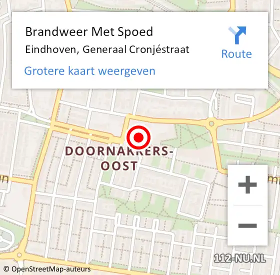 Locatie op kaart van de 112 melding: Brandweer Met Spoed Naar Eindhoven, Generaal Cronjéstraat op 13 maart 2024 12:26