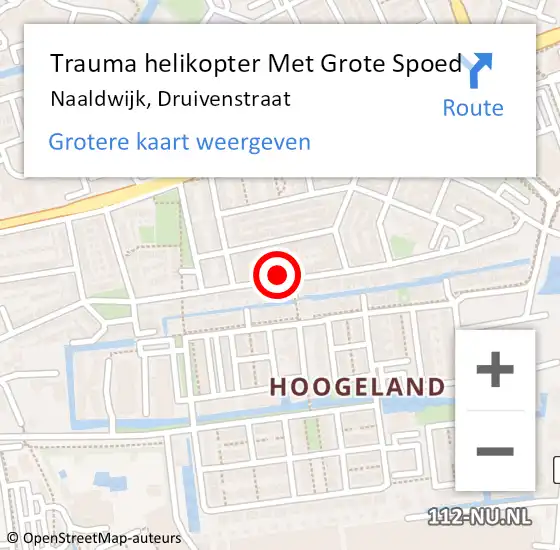 Locatie op kaart van de 112 melding: Trauma helikopter Met Grote Spoed Naar Naaldwijk, Druivenstraat op 13 maart 2024 12:56