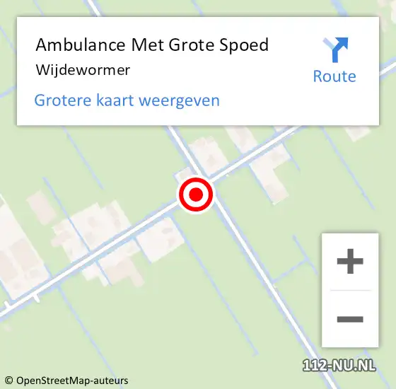 Locatie op kaart van de 112 melding: Ambulance Met Grote Spoed Naar Wijdewormer op 13 maart 2024 13:22