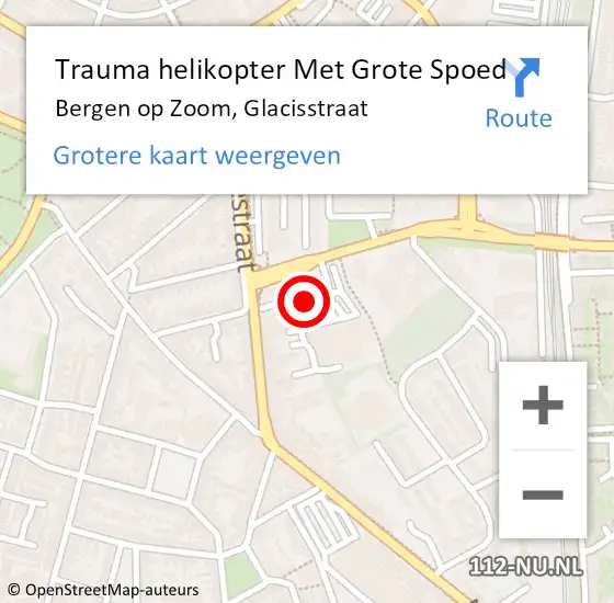 Locatie op kaart van de 112 melding: Trauma helikopter Met Grote Spoed Naar Bergen op Zoom, Glacisstraat op 13 maart 2024 13:32