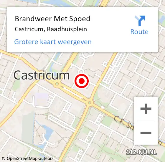 Locatie op kaart van de 112 melding: Brandweer Met Spoed Naar Castricum, Raadhuisplein op 13 maart 2024 13:42