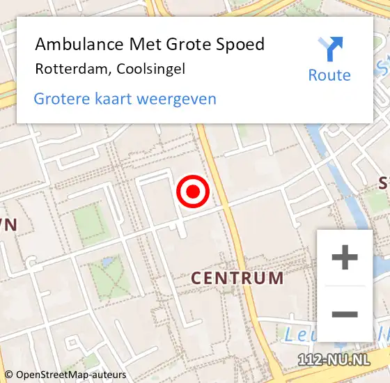 Locatie op kaart van de 112 melding: Ambulance Met Grote Spoed Naar Rotterdam, Coolsingel op 13 maart 2024 14:03