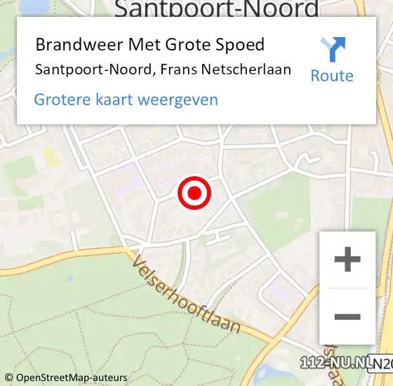 Locatie op kaart van de 112 melding: Brandweer Met Grote Spoed Naar Santpoort-Noord, Frans Netscherlaan op 13 maart 2024 14:26
