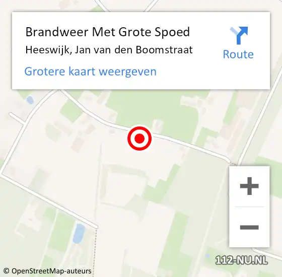 Locatie op kaart van de 112 melding: Brandweer Met Grote Spoed Naar Heeswijk, Jan van den Boomstraat op 13 maart 2024 14:30
