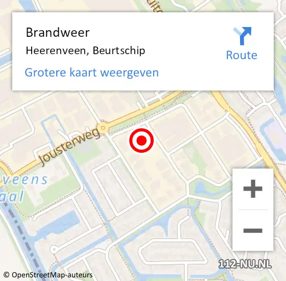 Locatie op kaart van de 112 melding: Brandweer Heerenveen, Beurtschip op 13 maart 2024 14:57