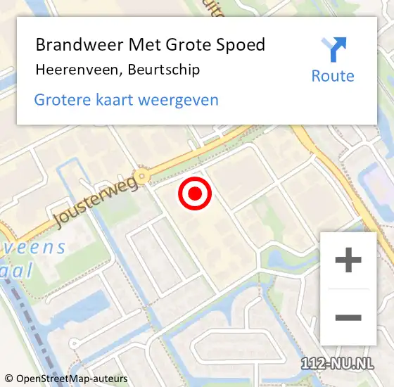 Locatie op kaart van de 112 melding: Brandweer Met Grote Spoed Naar Heerenveen, Beurtschip op 13 maart 2024 14:57