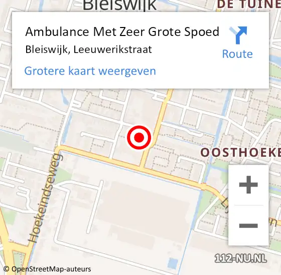 Locatie op kaart van de 112 melding: Ambulance Met Zeer Grote Spoed Naar Bleiswijk, Leeuwerikstraat op 13 maart 2024 15:19