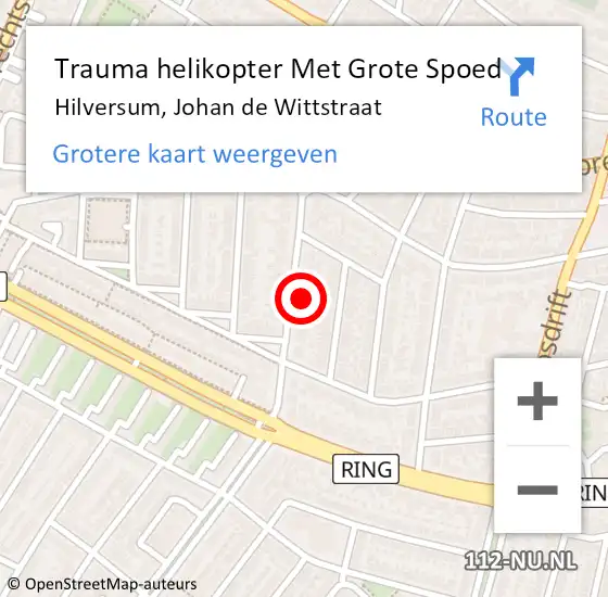 Locatie op kaart van de 112 melding: Trauma helikopter Met Grote Spoed Naar Hilversum, Johan de Wittstraat op 13 maart 2024 15:24