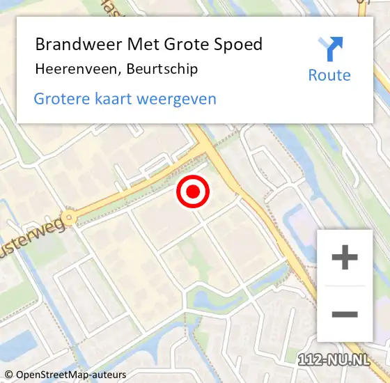 Locatie op kaart van de 112 melding: Brandweer Met Grote Spoed Naar Heerenveen, Beurtschip op 13 maart 2024 15:29