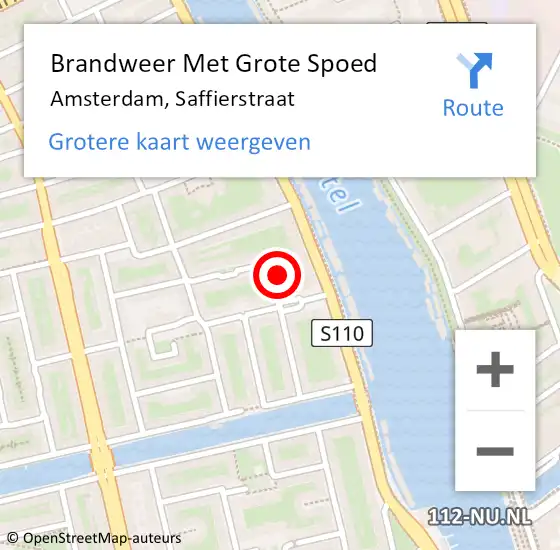 Locatie op kaart van de 112 melding: Brandweer Met Grote Spoed Naar Amsterdam, Saffierstraat op 13 maart 2024 15:34