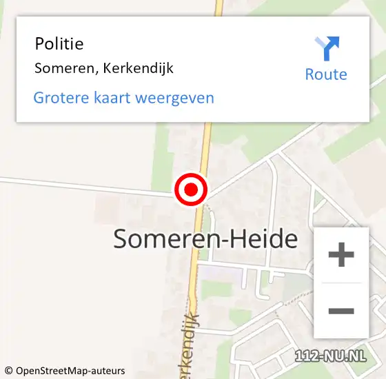 Locatie op kaart van de 112 melding: Politie Someren, Kerkendijk op 13 maart 2024 15:54