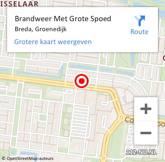 Locatie op kaart van de 112 melding: Brandweer Met Grote Spoed Naar Breda, Groenedijk op 13 maart 2024 16:15