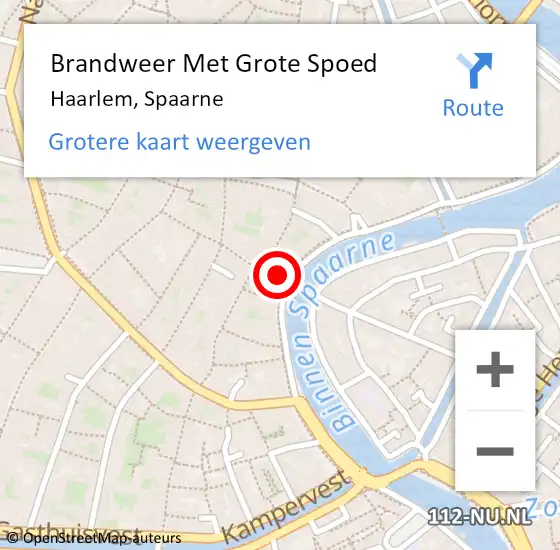 Locatie op kaart van de 112 melding: Brandweer Met Grote Spoed Naar Haarlem, Spaarne op 13 maart 2024 16:53