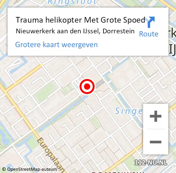 Locatie op kaart van de 112 melding: Trauma helikopter Met Grote Spoed Naar Nieuwerkerk aan den IJssel, Dorrestein op 13 maart 2024 17:27